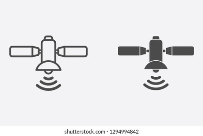 Satellite filled and outline vector icon sign symbol