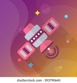 Satellite  flat  icon with long shadow,eps10,