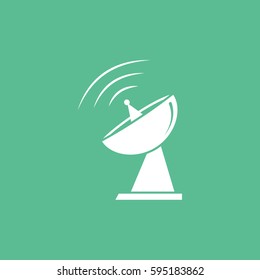 Satellite Flat Icon On Green Background