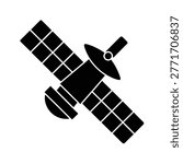 Satellite Flat Icon Style Silhouette Vector Art Illustration