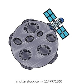 Satellite flying around meteor scribble