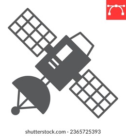 Satellite glyph icon, cosmos and communication, satellite vector icon, vector graphics, editable stroke solid sign, eps 10.