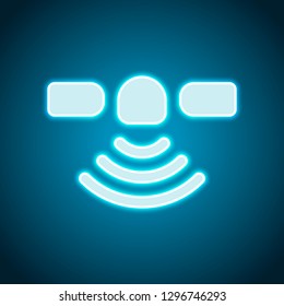 Satellite of gps or internet technology, icon. Neon style. Light decoration icon. Bright electric symbol