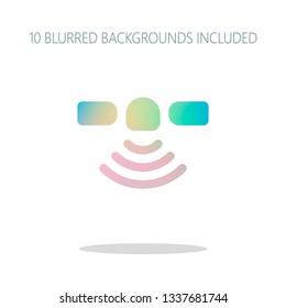 Satellite of gps or internet technology, icon. Colorful logo concept with simple shadow on white. 10 different blurred backgrounds included