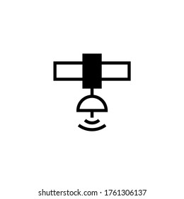 Icono del vector GPS satelital en glifo plano negro, estilo relleno aislado en fondo blanco
