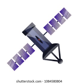 Satellite for GPS, weather, business, connected. Detailed satellite with gradient.   Modern flat cartoons style vector illustration icons. Isolated on white background. World global net.Space station.