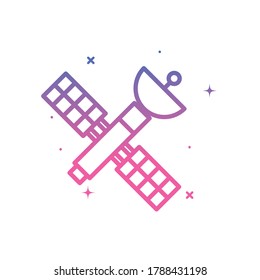 Satellite gradient style icon of Space futuristic cosmos and universe theme Vector illustration