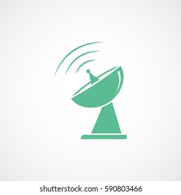 Satellite Green Flat Icon On White Background