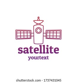 satellite hand drawn logo design. gradient color