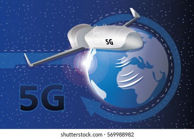 Satellite high-speed Internet 5G. Vector illustration.High speed mobile web technology.