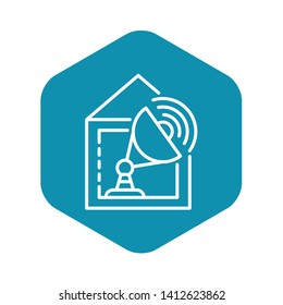 Satellite home tv icon. Outline satellite home tv vector icon for web design isolated on white background