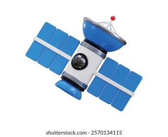 Satellite icon 3d render concept of telecommunication satellite technology icon vector illustration