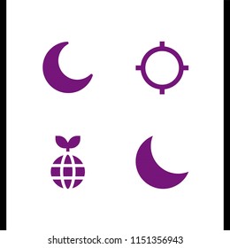 satellite icon. 4 satellite set with planet, gps and moon vector icons for web and mobile app