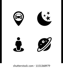 satellite icon. 4 satellite set with planet, moon and gps vector icons for web and mobile app