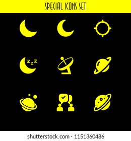 satellite icon. 9 satellite set with space, moon, planet and gps vector icons for web and mobile app