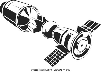 Satellite icon. Artificial orbital ship. Spacecraft symbol