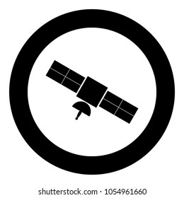 Satellite icon black color in circle
