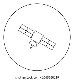 Satellite icon black color in circle