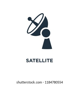 Satellite icon. Black filled vector illustration. Satellite symbol on white background. Can be used in web and mobile.