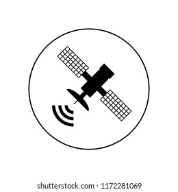 The satellite icon in the circle logo on a white background