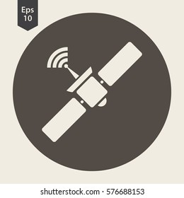 Satellite Icon In Circle. Simple Flat Symbol. Vector Illustration