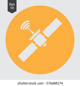 Satellite Icon In Circle. Simple Flat Symbol. Vector Illustration