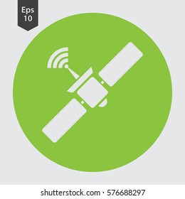Satellite Icon In Circle. Simple Flat Symbol. Vector Illustration