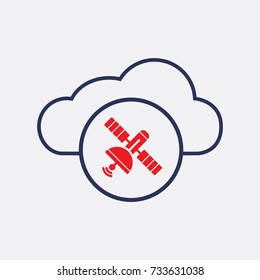 Satellite Icon and Cloud Symbol Flat Isolated Symbol