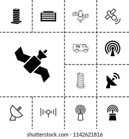 Satellite icon. collection of 13 satellite filled and outline icons such as business center building, signal. editable satellite icons for web and mobile.