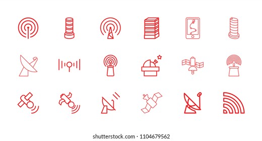 Satellite icon. collection of 18 satellite outline icons such as business center building, observatory, signal, wi-fi. editable satellite icons for web and mobile.