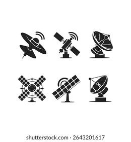 coleção de ícones de satélite,ícone de telescópio,fundo branco de vetor de satélite,ícone de astronomia 