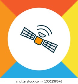 Satellite icon colored line symbol. Premium quality isolated telecommunication element in trendy style.