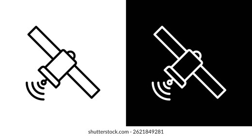 Satellitensymbol, Konzeptstrich auf weißem Hintergrund