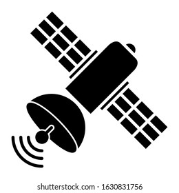 Satellite icon design. Artificial satellite icon in modern silhouette style design. Vector illustration.