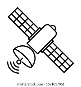 Satellite icon design. Artificial satellite icon in trendy flat style design. Vector illustration.