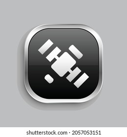 satellite icon design. Glossy Button style rounded rectangle isolated on gray background.. Vector illustration