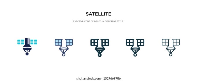 satellite icon in different style vector illustration. two colored and black satellite vector icons designed in filled, outline, line and stroke style can be used for web, mobile, ui