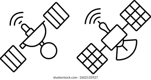 Satellite Icon – Editable Stroke Outline Design
