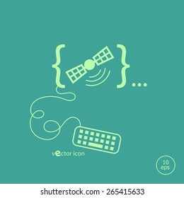 Satellite icon and flat design elements. Design concept icons for application development, web page coding and programming, web design, creative process, social media, seo.