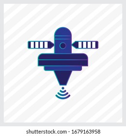 Diseño plano de icono satelital en color azul