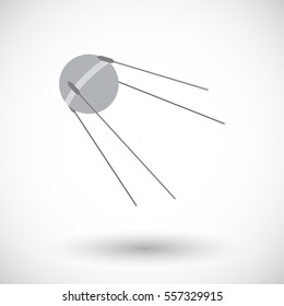 Satellite Icon. Flat Design Of Sputnik 1 With Round Shadow.Vector Illustration