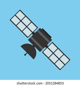 Satellite. Satellite icon. Flat design vector illustration isolated on white background.