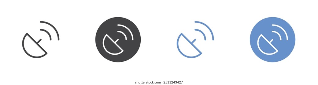 Ícone de satélite Plano definido em cor preta e branca