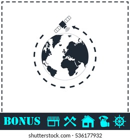 Satellite icon flat. Simple vector symbol and bonus icon