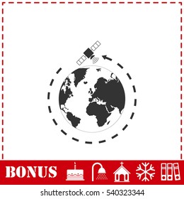 Satellite icon flat. Simple vector symbol and bonus icon