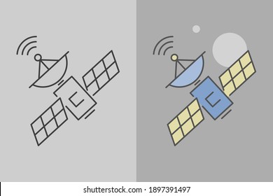 Satellite icon. Flat style. Isolated.