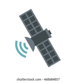 Satellite icon in flat style isolated on white background. Space symbol