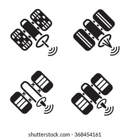 Satellite icon in four variations. Vector eps 10.