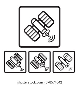 Satellite icon in four variations. Vector eps 10.