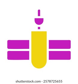 Satellite icon illustration in purple and yellow